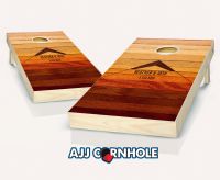 "Warm Gradient Plank Mountain Names" Cornhole Set